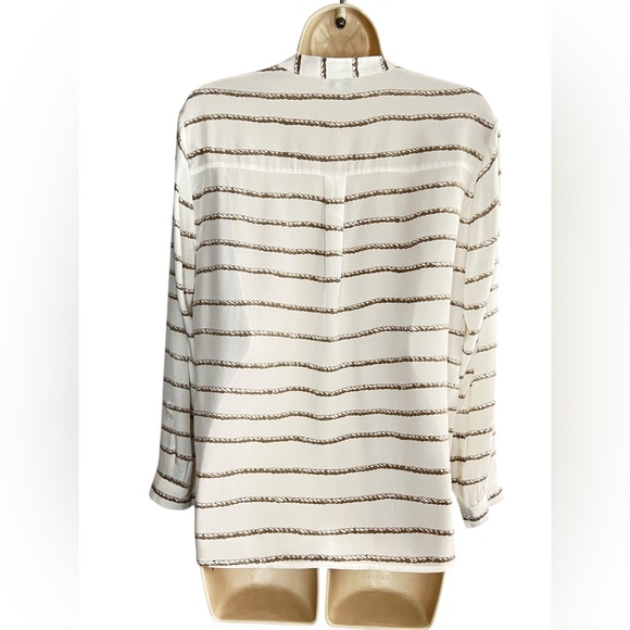 Joie Silk Tie-Front Shirt Rope Print Roll-Up Sleeves Size S - Picture 11 of 13